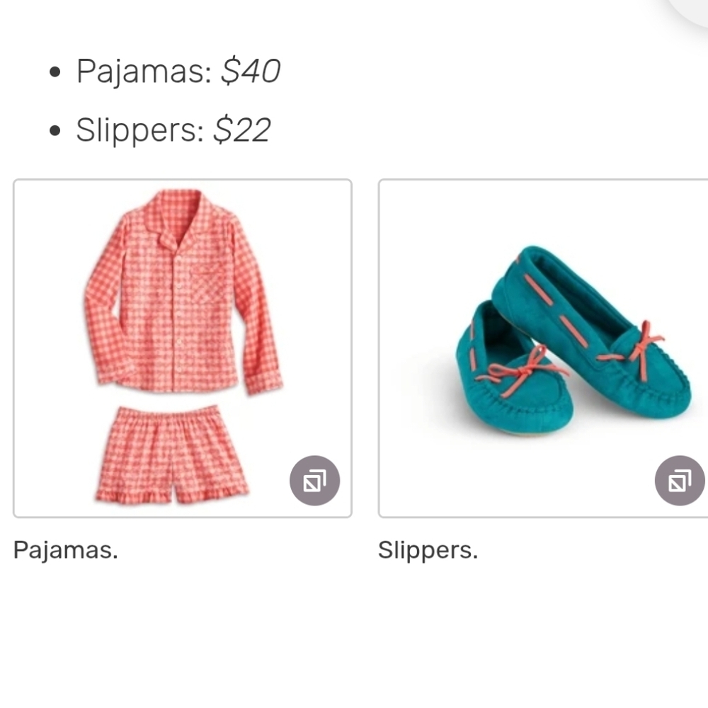 American Girl Tenny Grant's Gingham Pajamas w/ Moccasin Slippers - Girl's XL - Picture 12 of 12